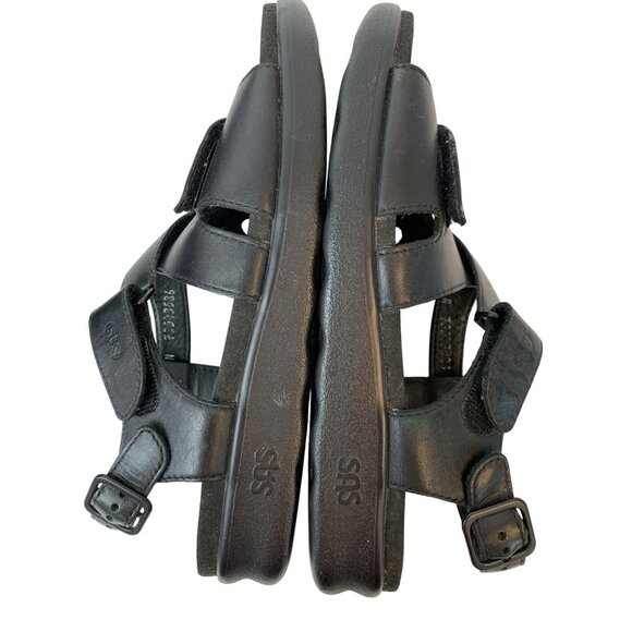 SAS Womens Huggy Black Leather Adjustable Comfort Sandals Size 8N M10094 - Picture 12 of 15